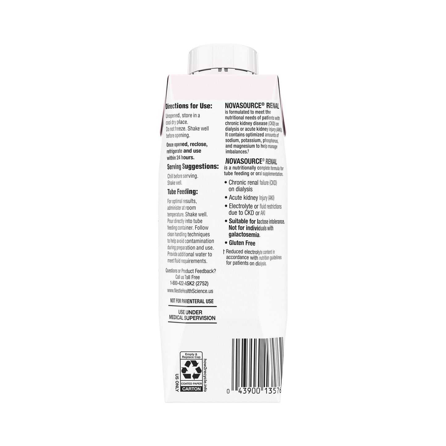 Novasource® Renal Strawberry Formula for Patients on Dialysis, 8-ounce carton