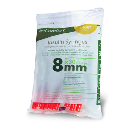Surecomfort® 1 mL Standard Insulin Syringe with Needle, 30 Gauge, 5/16 Inch