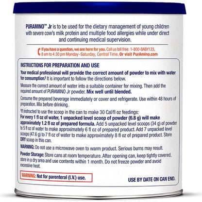 PurAmino Jr Pediatric Hypoallergenic Formula, 14.1 oz Can | Enfamil 178701