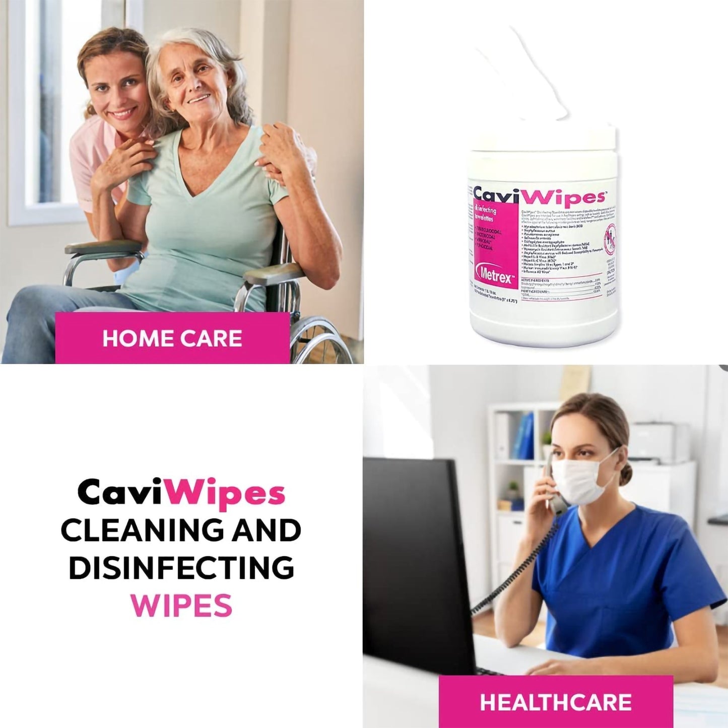 Metrex CaviWipes Surface Disinfectant Alcohol-Based Wipes Canister 6 x 6.75 Inch