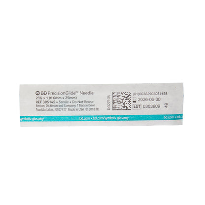 BD 305145 PrecisionGlide Hypodermic Needle, 23 Gauge, 1 Inch Length by BD product image - view 3