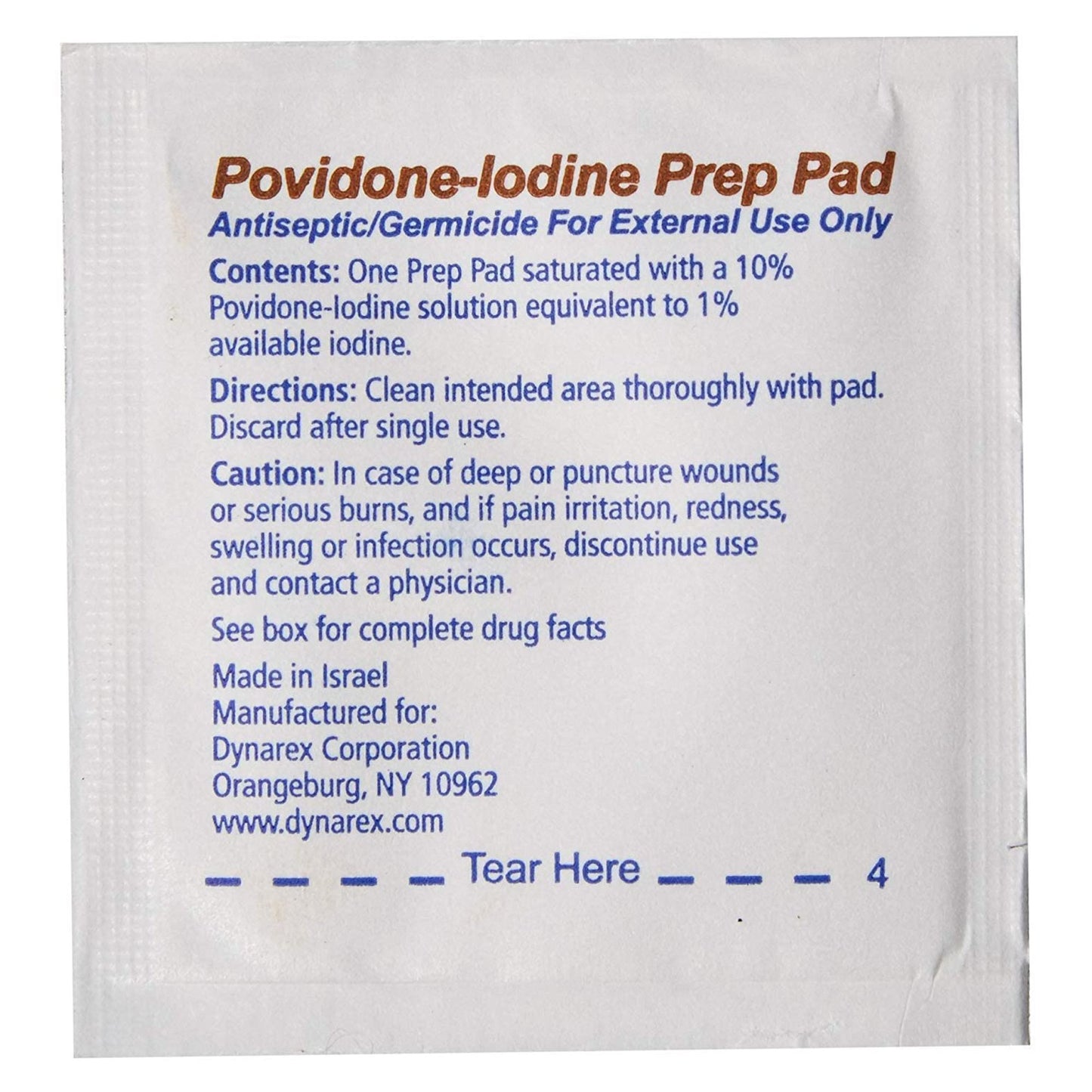 dynarex® Povidone-Iodine Prep Pad, Antiseptic, nonwoven
