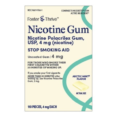 McKesson 70677119301 Foster & Thrive Nicotine Polacrilex 4 mg Gum, Arctic Mint Flavor