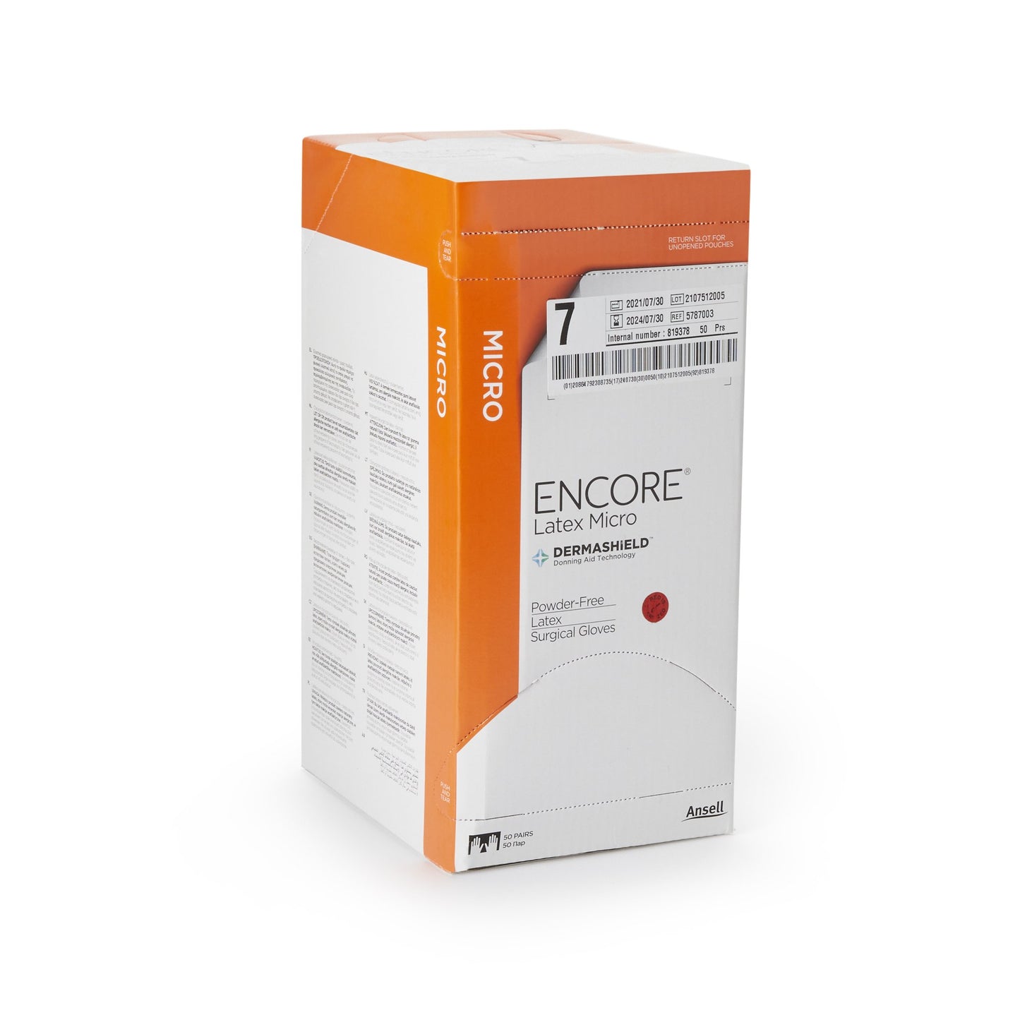 Encore® Latex Micro Surgical Glove, Size 7, Brown