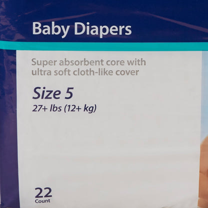 Curity™ Unisex Baby Diapers, Heavy Absorbency, Disposable, Size 5, 27+ lbs