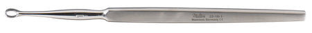 Dermal Curette Miltex® Piffard 5-1/2 Inch Length Flat Handle Size 00 Tip Straight Fenestrated Oval Tip