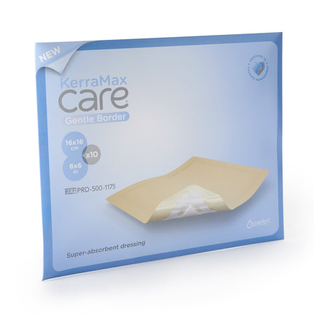 Solventum PRD500-1175 KerraMax Care Gentle Border Super Absorbent Dressing, 6 x 6 Inch