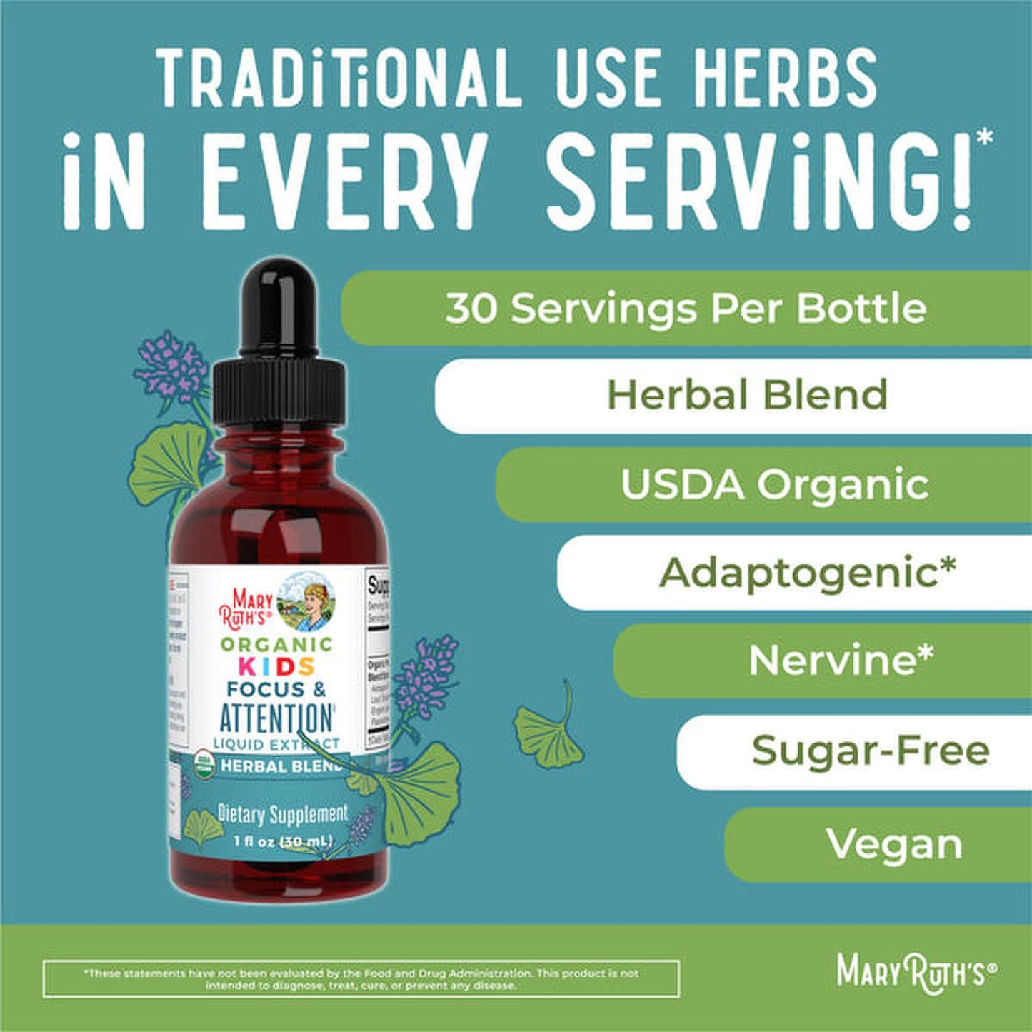Mary Ruth's® Organic Kids Focus & Attention Liquid Drops