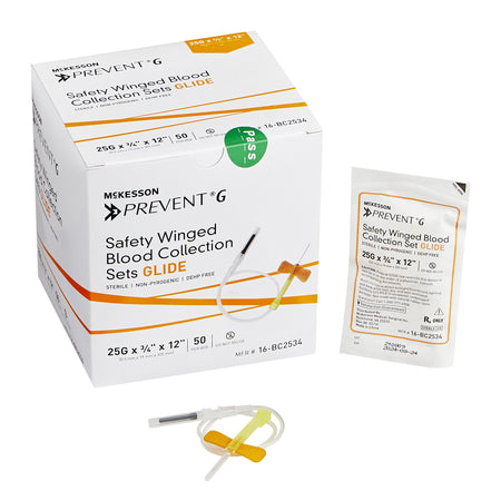 McKesson 16-BC2534 Prevent G Blood Collection Set, 25 Gauge, ¾-inch needle length
