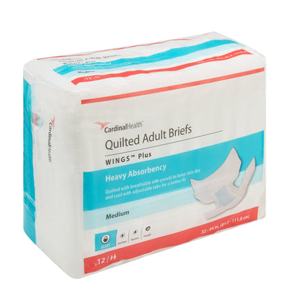 Cardinal 66033 Wings™ Plus Quilted Heavy Absorbency Incontinence Brief, Medium