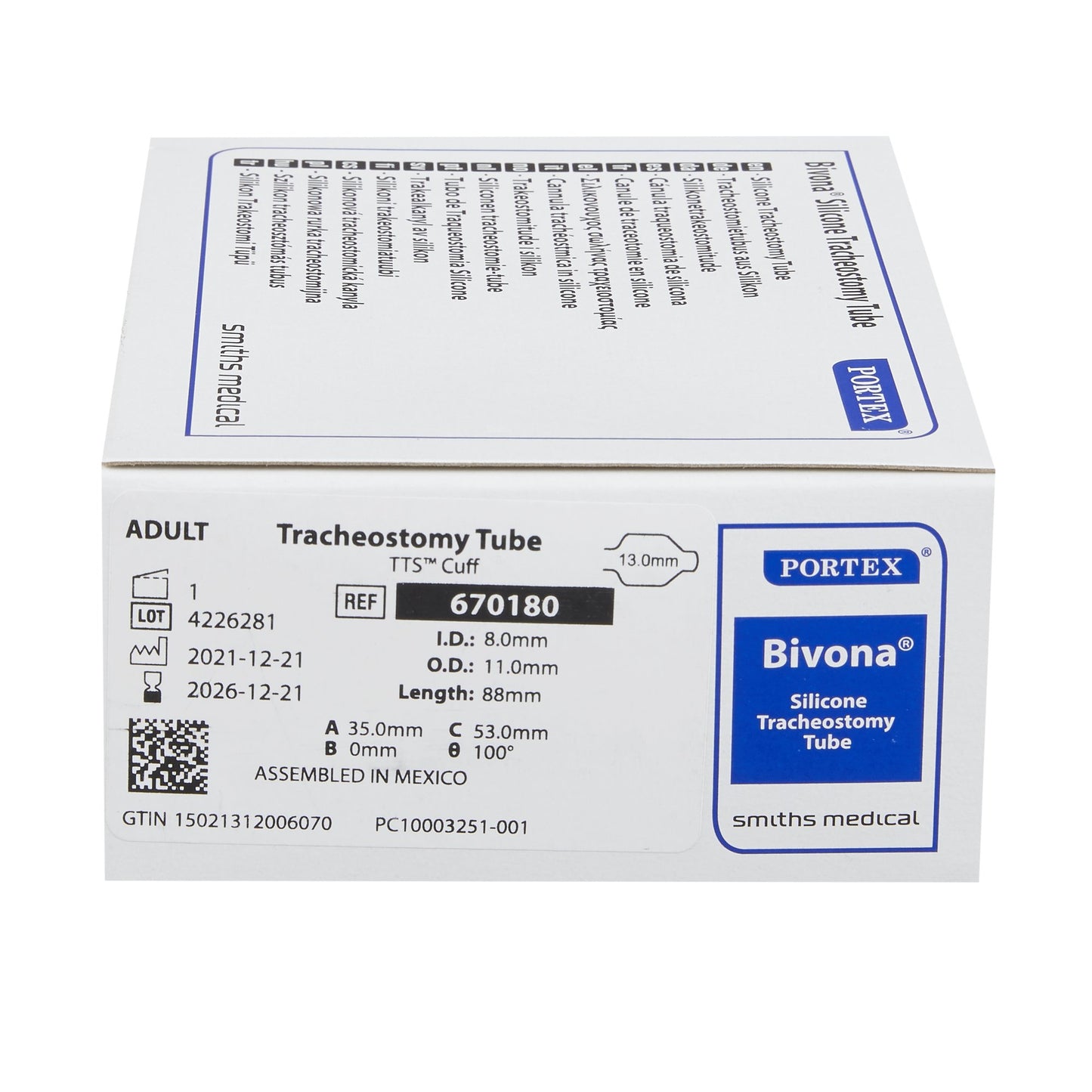 Bivona® TTS™ Tracheostomy Tube, Size 8