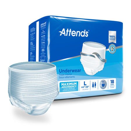 Attends APV30100 Care Adult Absorbent Underwear, Heavy Absorbency, Large, White