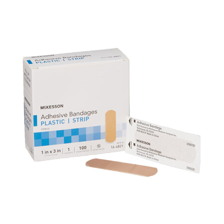 McKesson 16-4821 Tan Adhesive Strip, 1 x 3 Inch