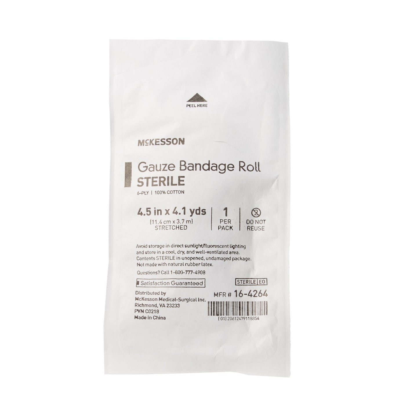 McKesson Sterile Fluff Bandage Roll, 4-1/2 Inch x 4-1/10 Yard, 6-Ply