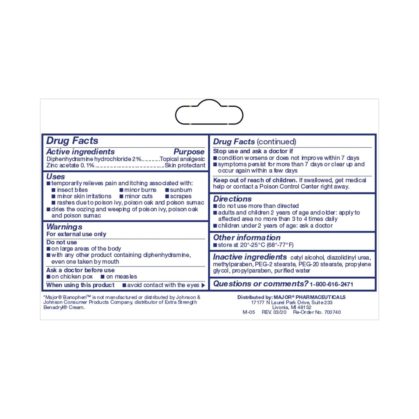 Banophen™ Diphenhydramine HCl / Zinc Acetate Itch Relief, 1 ounce tube