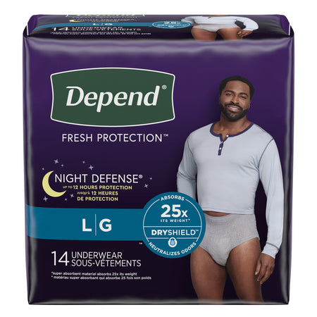 Kimberly-Clark 55157 Depend Night Defense Absorbent Underwear for Men, Large