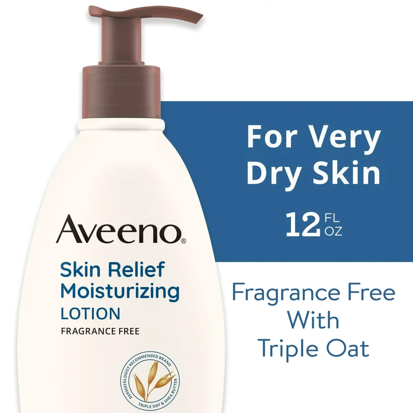 Hand and Body Moisturizer Aveeno® Skin Relief 12 oz. Pump Bottle Unscented Lotion