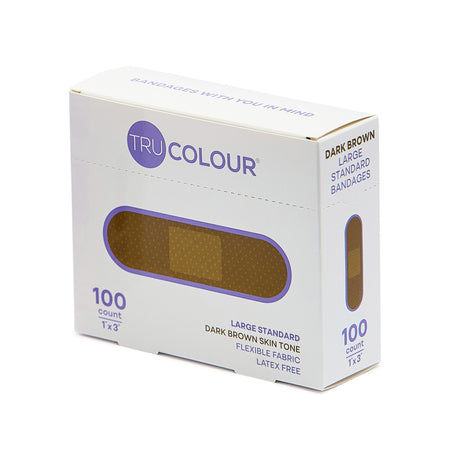 Tru-Colour TCB-PLS100 Skin Tone Shade Fabric Bandage Adhesive Strip, Dark Brown