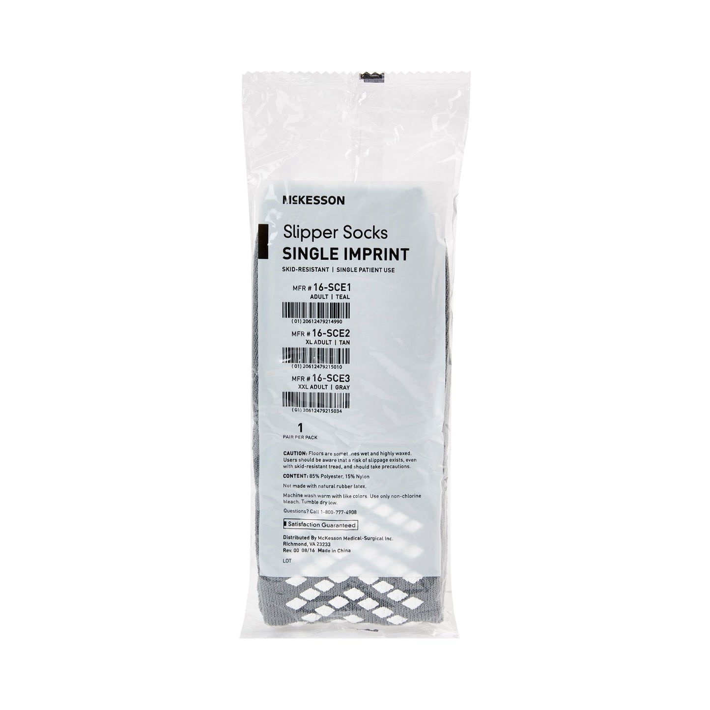 McKesson Single Tread Slipper Socks, 2X-Large, Gray
