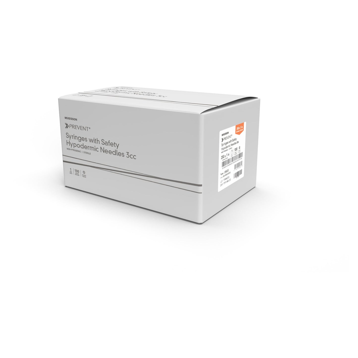 McKesson Prevent® 3 mL Safety Hypodermic Syringe with Needle, 23 Gauge, 1-Inch Needle Length