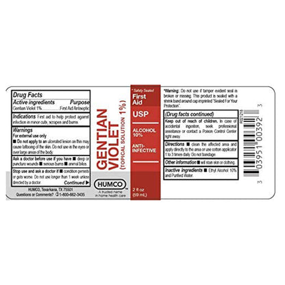 Humco Gentian Violet First Aid Antibiotic, 2 oz. Bottle