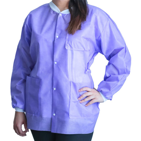 Dukal UGJ-6504-XL Lab Jacket FitMe Purple X-Large Hip Length 3-Layer SMS Disposable