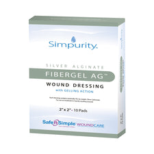 Simpurity™ Fibergel AG™ Silver Alginate Dressing, 2 x 2 Inch