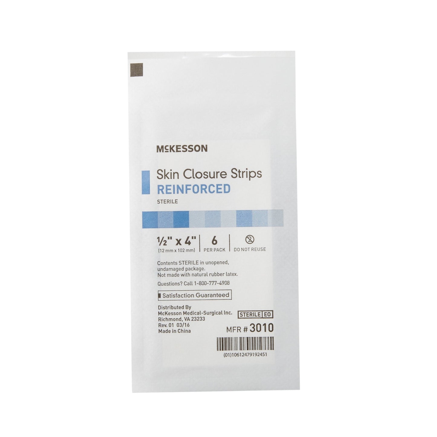 McKesson Skin Closure Reinforced Strip, ½ X 4 Inch