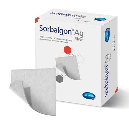 Hartmann 999611 Sorbalgon Ag Silver Alginate Dressing, 10 Count, 4 x 4 Inch, White