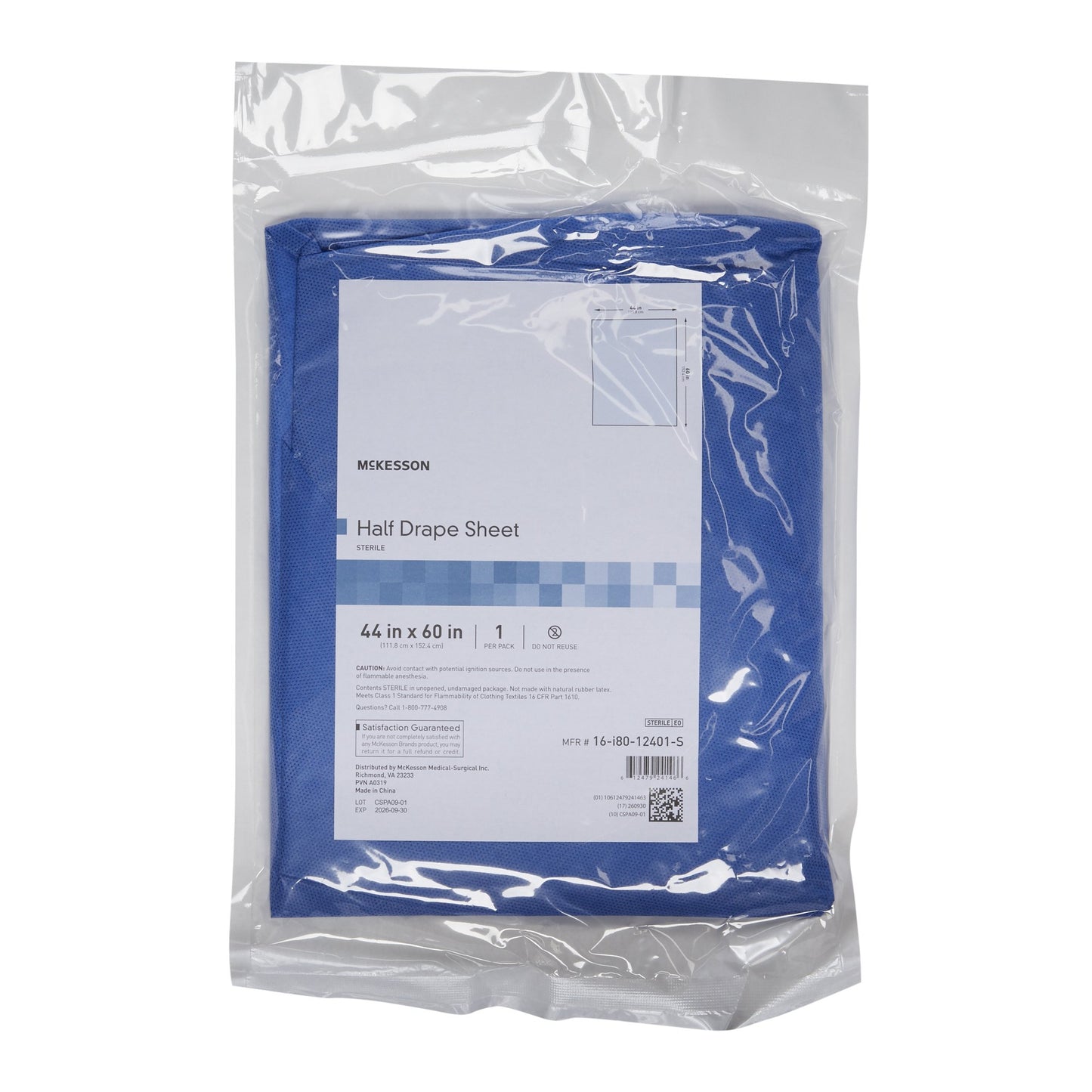 McKesson Sterile Half Drape Sheet, 60 x 44 Inch