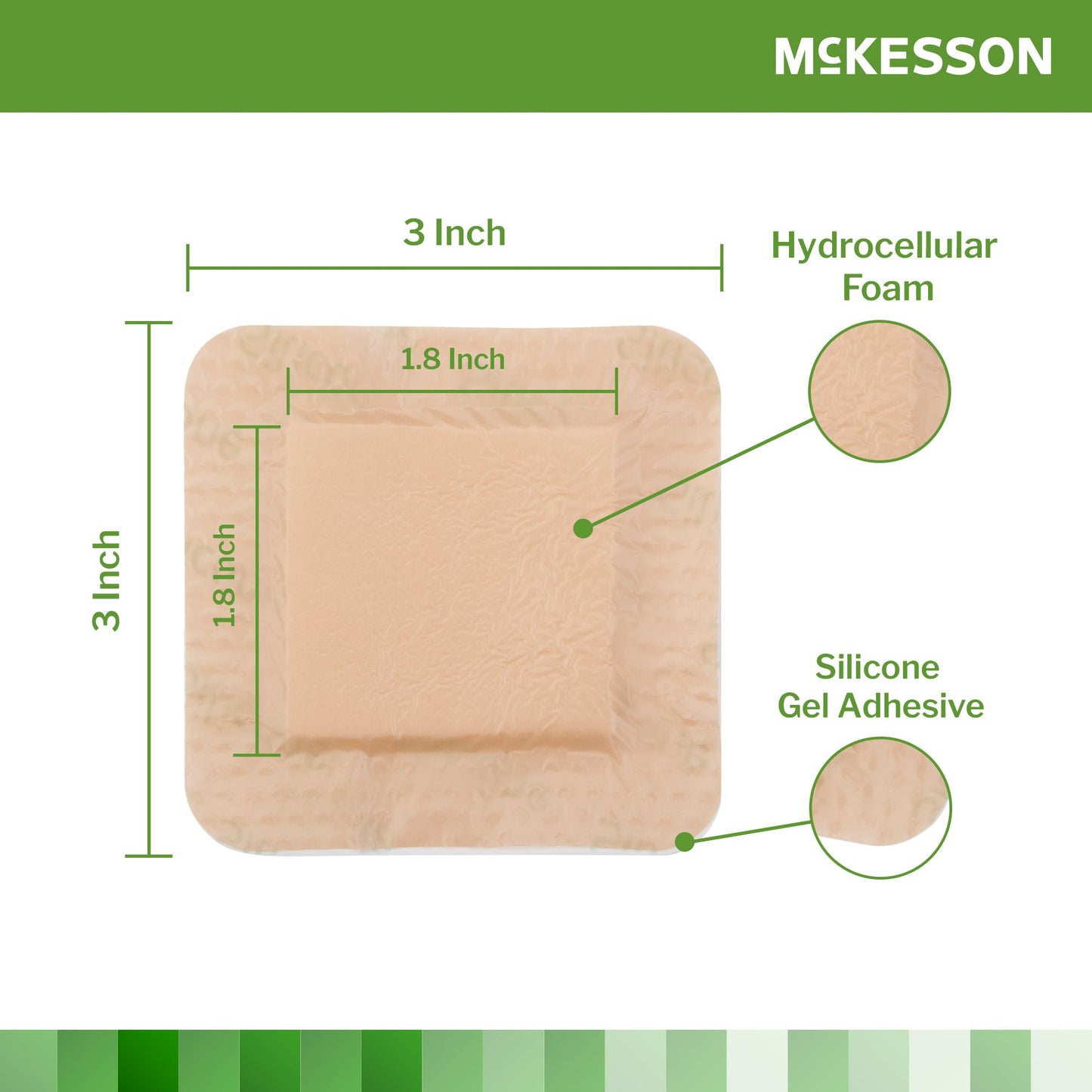McKesson Silicone Adhesive with Border Silicone Foam Dressing, 3 x 3 Inch
