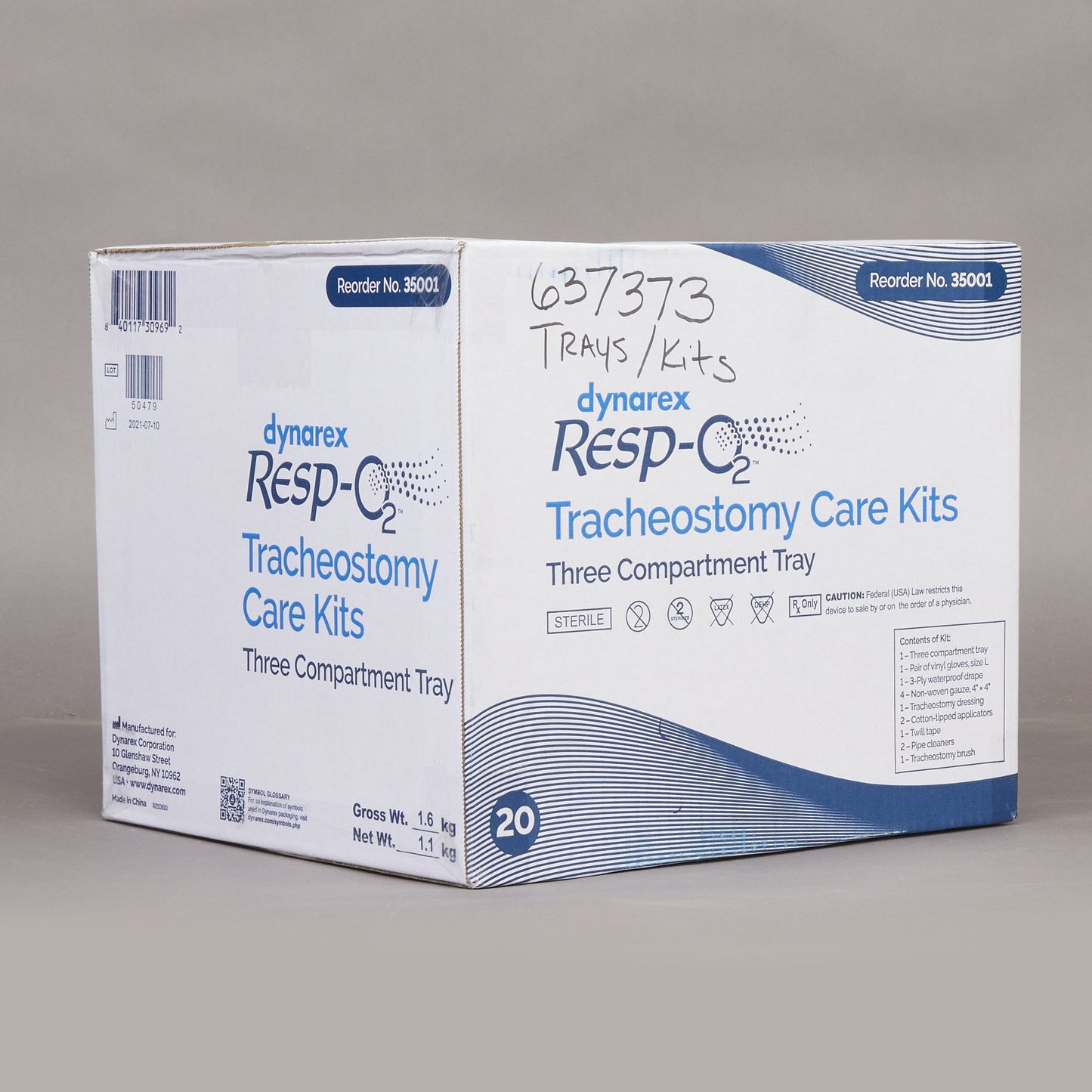 dynarex® Tracheostomy Care Kit, 3 Compartments w/ Vinyl Gloves