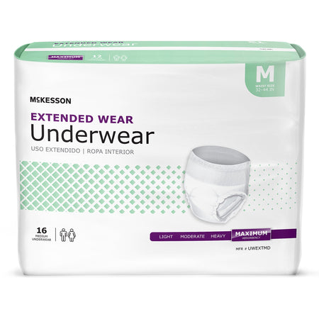 McKesson UWEXTMD Extended Wear Maximum Absorbency Underwear, Medium