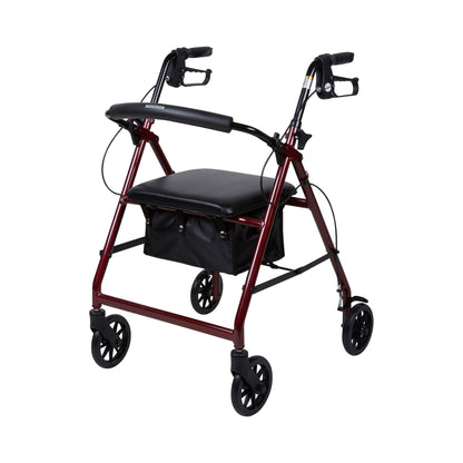 McKesson Folding Aluminum Four-Wheel Rollator, Red
