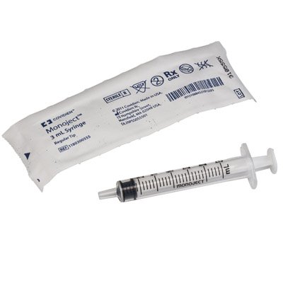 Cardinal 1180300555 Monoject General Purpose Syringe, 3 mL