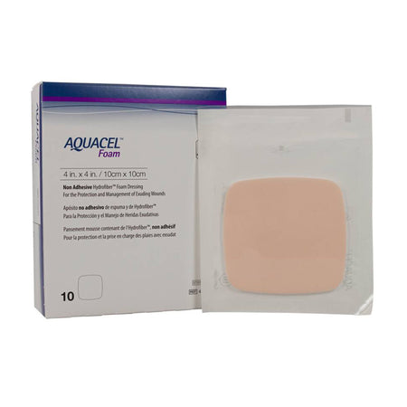 ConvaTec 420633 Aquacel Nonadhesive without Border Foam Dressing, 4 x 4 Inch