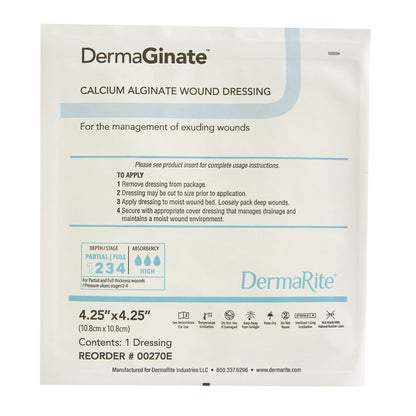 DermaGinate® Alginate Dressing, 4-1/4 x 4-1/4 Inch
