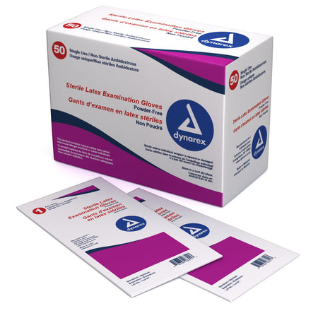 Dynarex 2452 Latex Exam Glove, Medium, Ivory