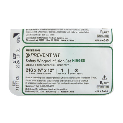 McKesson Prevent® Infusion Set, 21G x 0.75 x 12 in.