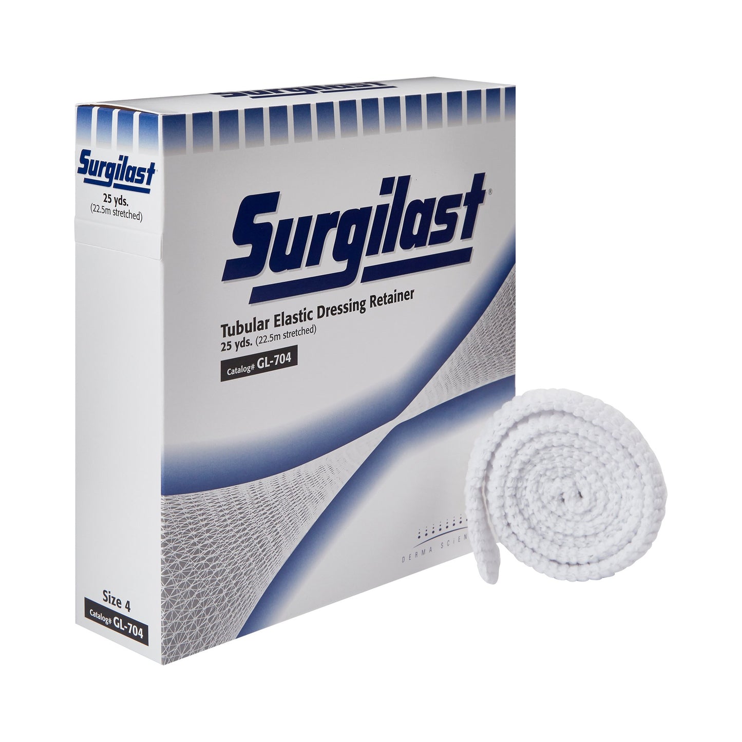 In-stock Surgilast GL-704 Size 4 tubular elastic net bandages ready for local pickup at Lexicon Medical Supply in Tucson, AZ.