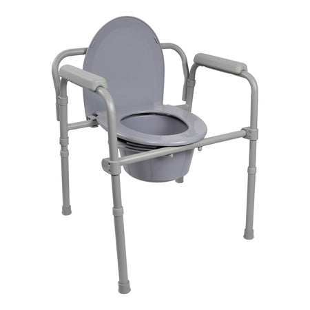 McKesson 146-11148-1 Folding Fixed Arm Steel Commode Chair