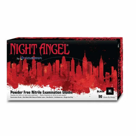 Adenna NGL220 Night Angel Black Nitrile Exam, 4 mil . Sizes XS, Small, Medium, Large