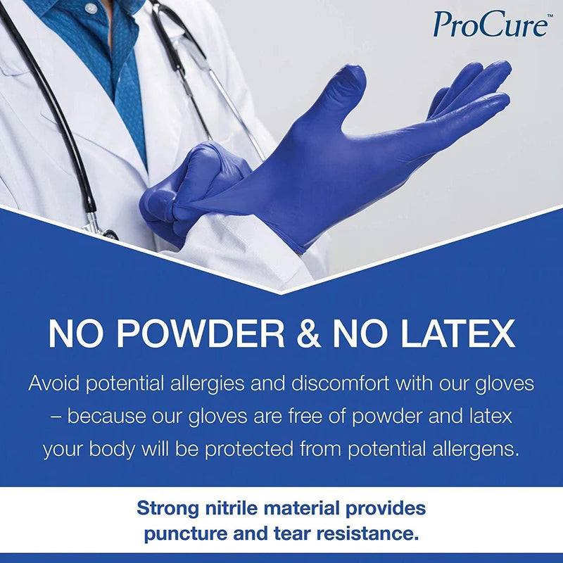 ProCure Cool Blue Nitrile Exam Gloves, PF 3.5 mil. Sizes: Small-XL by ProCure product image - view 3