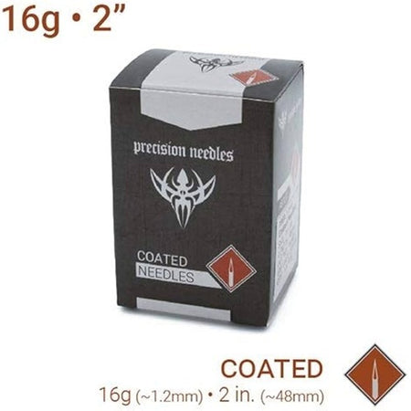 16g Sterilized 2" Coated Piercing Needles Box of 100