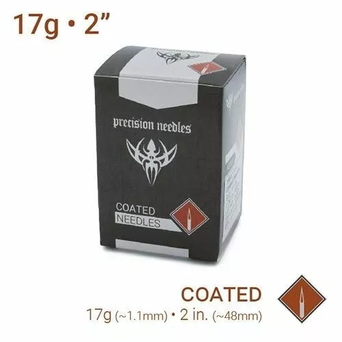 17g Sterilized 2" Coated Piercing Needles Precision Coated Piercing Needles box of 100 by Lexicon Supply product image